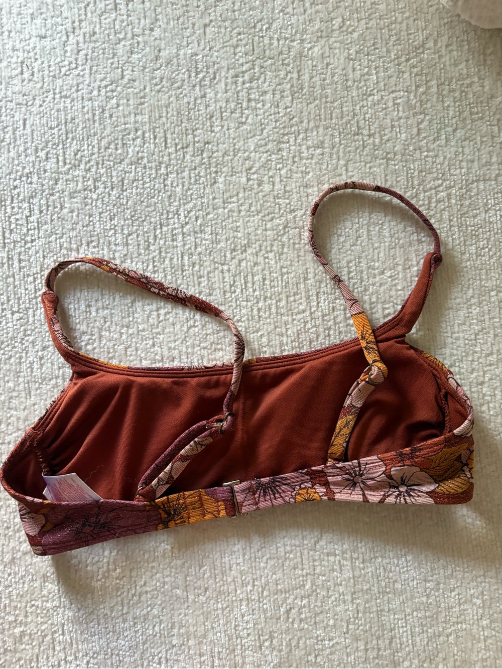 Floral Pink Glitter Rust Bikini Top - Picture 3 of 4